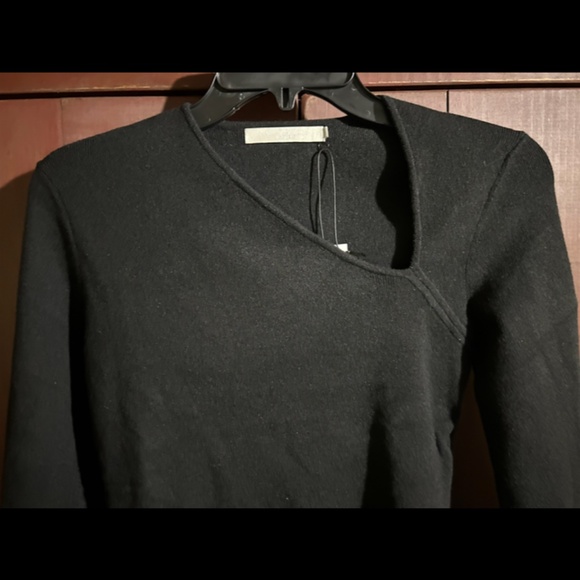 One Grey Day Leon Asymmetric Neck Long Sleeve Knit Top/Sweater Black Size S - Picture 6 of 15